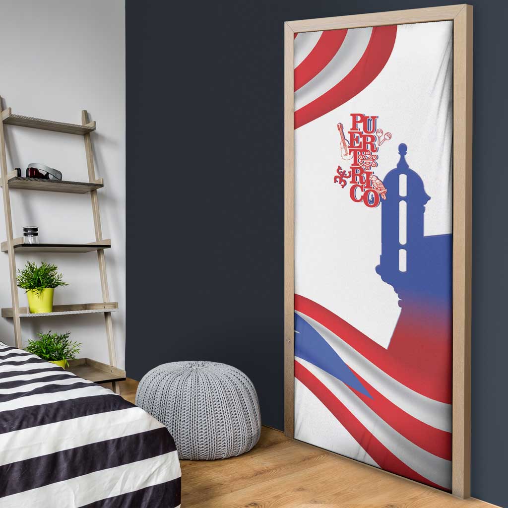 Puerto Rico Door Cover Puerto Rican Proud El Morro Flag Wave Style