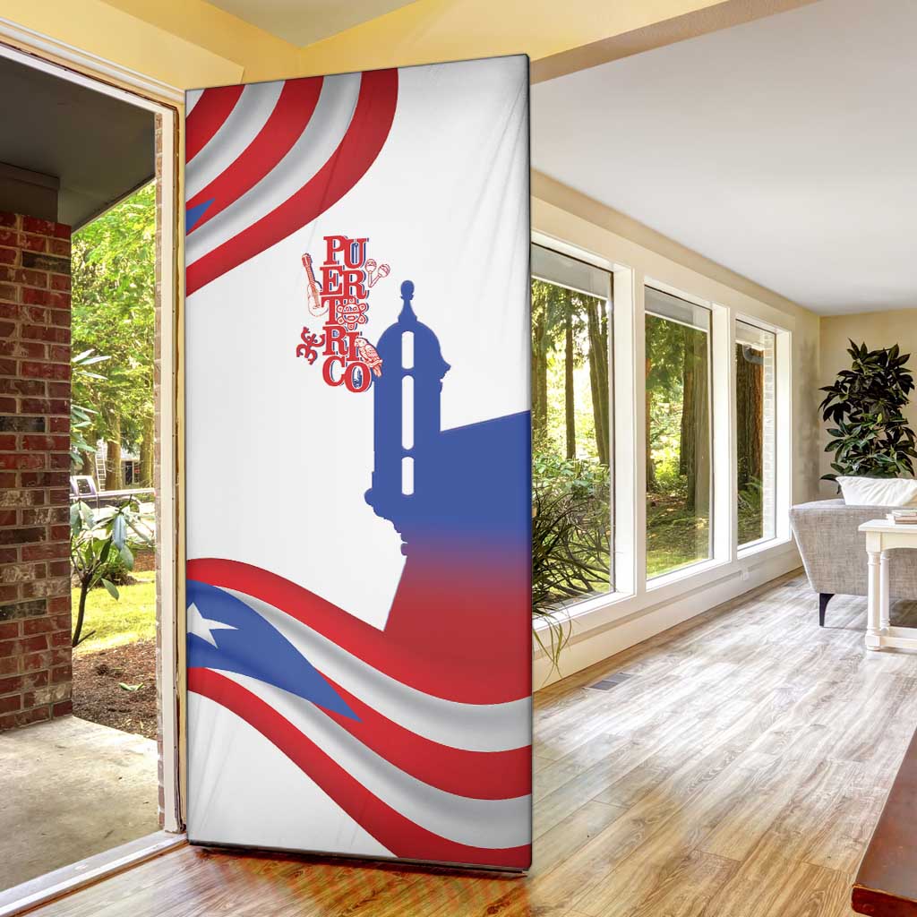 Puerto Rico Door Cover Puerto Rican Proud El Morro Flag Wave Style