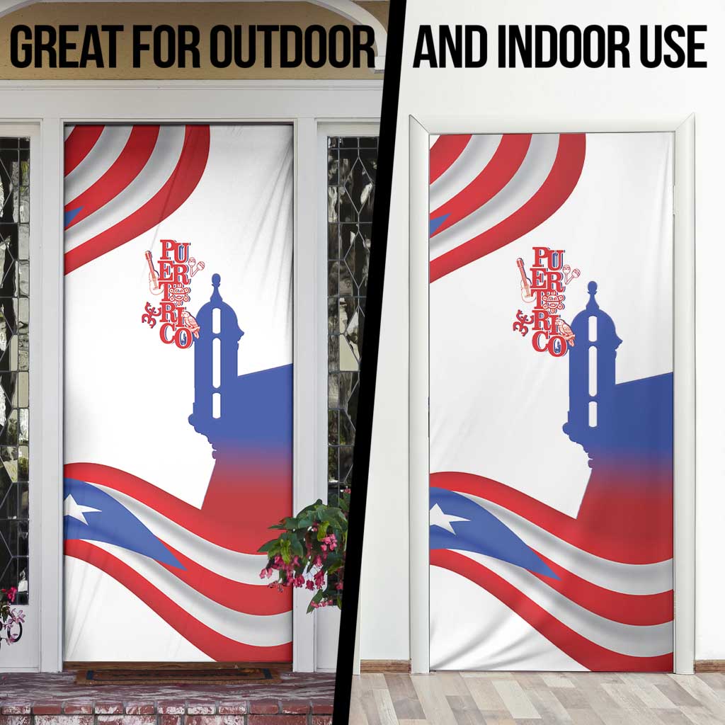 Puerto Rico Door Cover Puerto Rican Proud El Morro Flag Wave Style