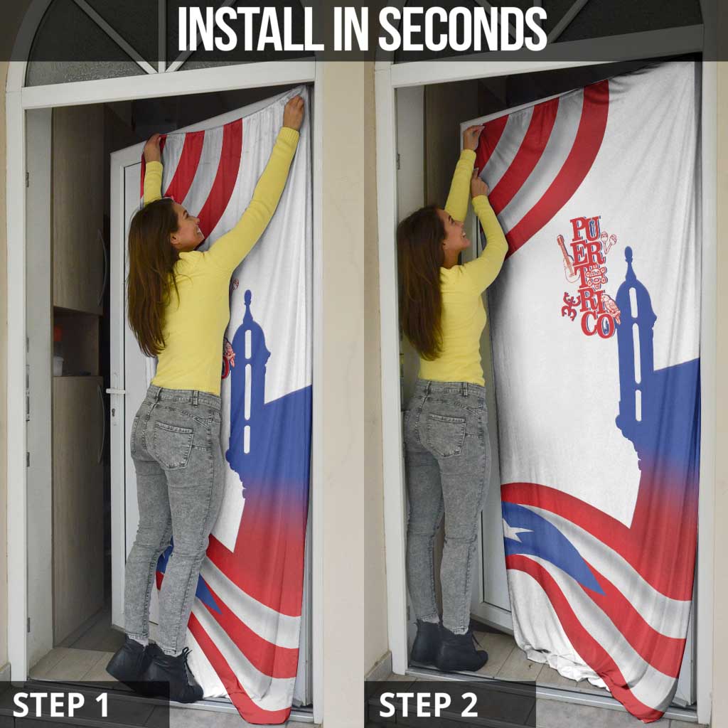 Puerto Rico Door Cover Puerto Rican Proud El Morro Flag Wave Style