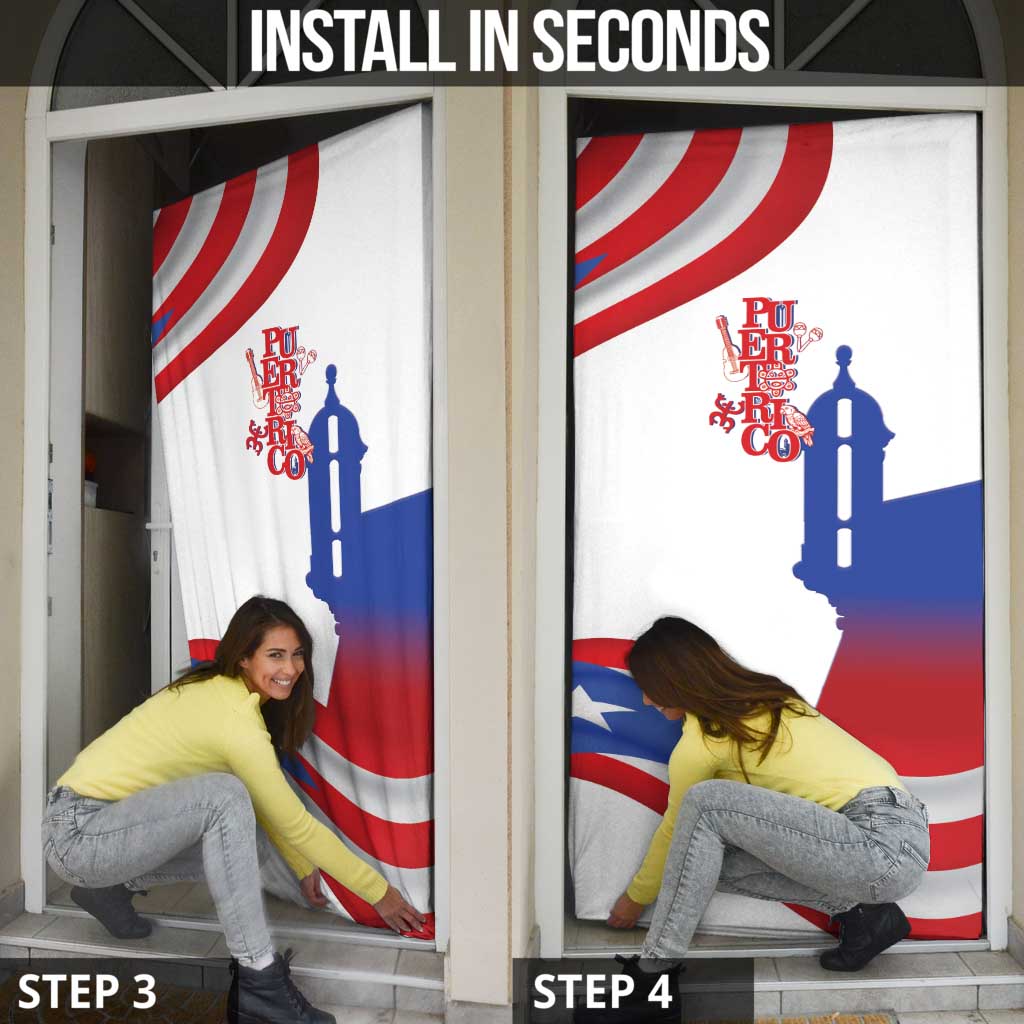 Puerto Rico Door Cover Puerto Rican Proud El Morro Flag Wave Style