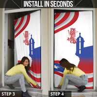 Puerto Rico Door Cover Puerto Rican Proud El Morro Flag Wave Style