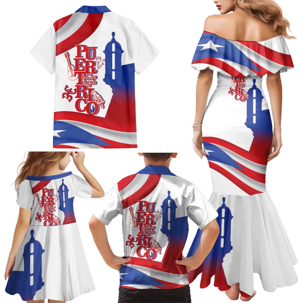 Puerto Rico Family Matching Mermaid Dress and Hawaiian Shirt Puerto Rican Proud El Morro Flag Wave Style