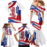Puerto Rico Family Matching Mermaid Dress and Hawaiian Shirt Puerto Rican Proud El Morro Flag Wave Style