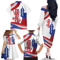 Puerto Rico Family Matching Off The Shoulder Long Sleeve Dress and Hawaiian Shirt Puerto Rican Proud El Morro Flag Wave Style
