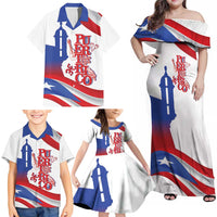 Puerto Rico Family Matching Off Shoulder Maxi Dress and Hawaiian Shirt Puerto Rican Proud El Morro Flag Wave Style