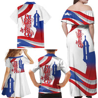 Puerto Rico Family Matching Off Shoulder Maxi Dress and Hawaiian Shirt Puerto Rican Proud El Morro Flag Wave Style