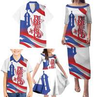 Puerto Rico Family Matching Puletasi and Hawaiian Shirt Puerto Rican Proud El Morro Flag Wave Style