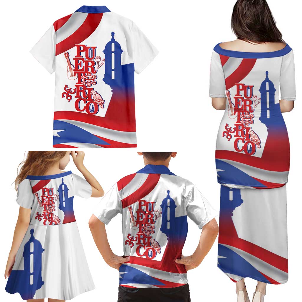 Puerto Rico Family Matching Puletasi and Hawaiian Shirt Puerto Rican Proud El Morro Flag Wave Style