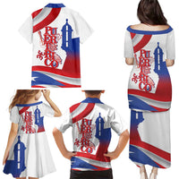 Puerto Rico Family Matching Puletasi and Hawaiian Shirt Puerto Rican Proud El Morro Flag Wave Style