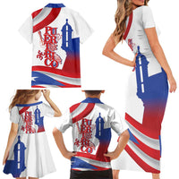 Puerto Rico Family Matching Short Sleeve Bodycon Dress and Hawaiian Shirt Puerto Rican Proud El Morro Flag Wave Style