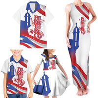 Puerto Rico Family Matching Tank Maxi Dress and Hawaiian Shirt Puerto Rican Proud El Morro Flag Wave Style