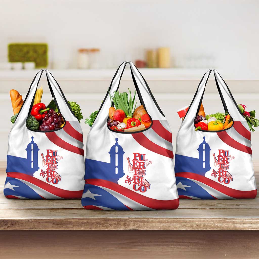 Puerto Rico Grocery Bag Puerto Rican Proud El Morro Flag Wave Style