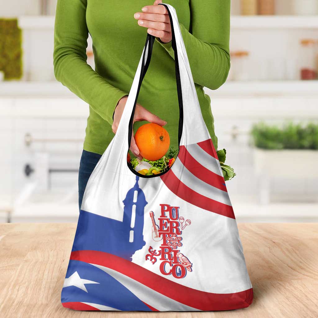 Puerto Rico Grocery Bag Puerto Rican Proud El Morro Flag Wave Style