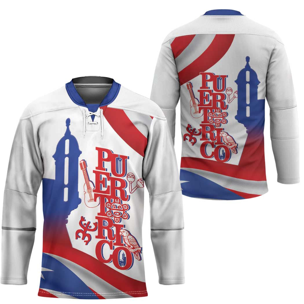 Puerto Rico Hockey Jersey Puerto Rican Proud El Morro Flag Wave Style