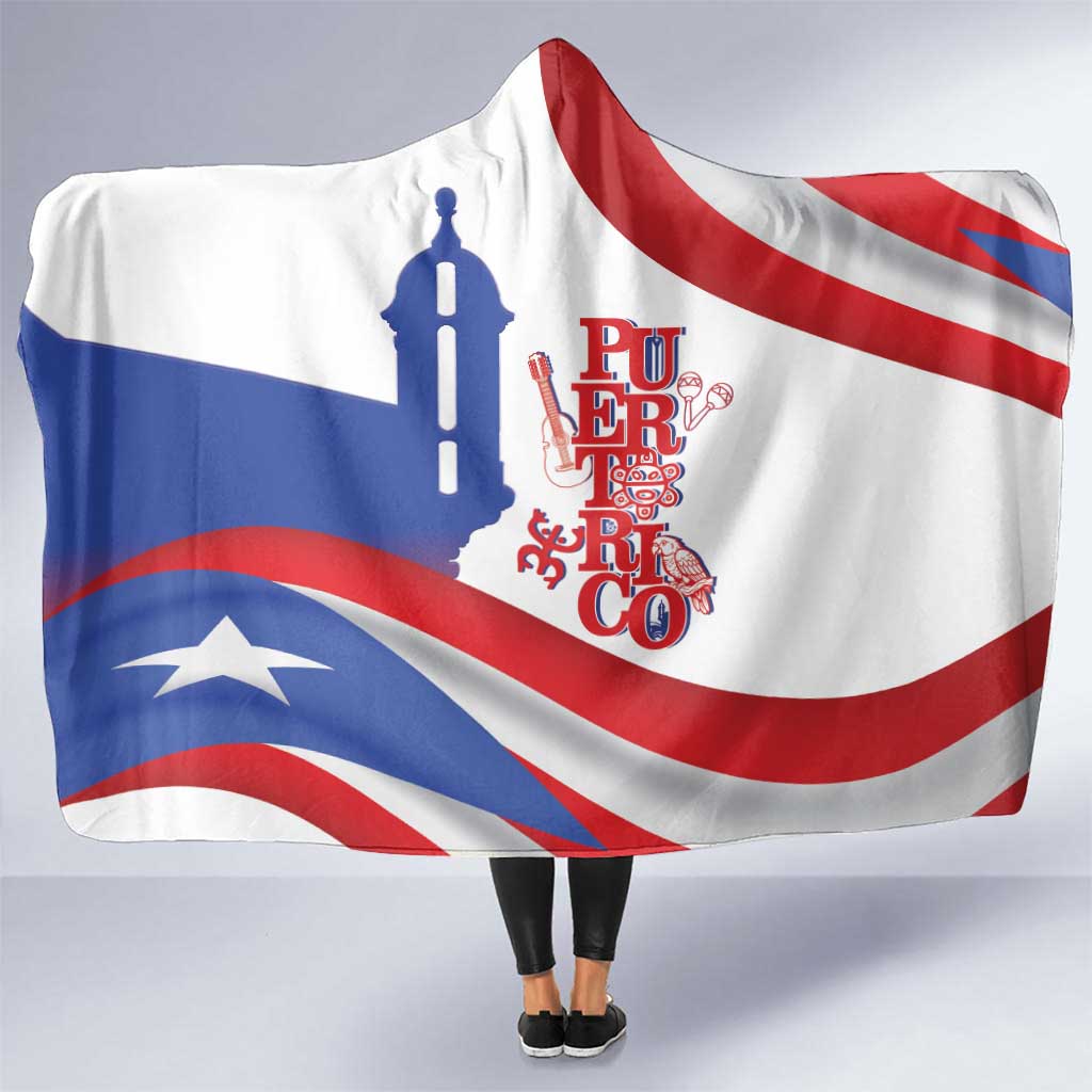Puerto Rico Hooded Blanket Puerto Rican Proud El Morro Flag Wave Style