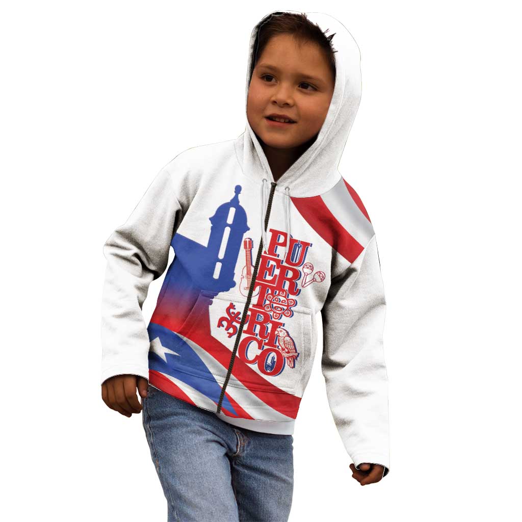 Puerto Rico Kid Hoodie Puerto Rican Proud El Morro Flag Wave Style