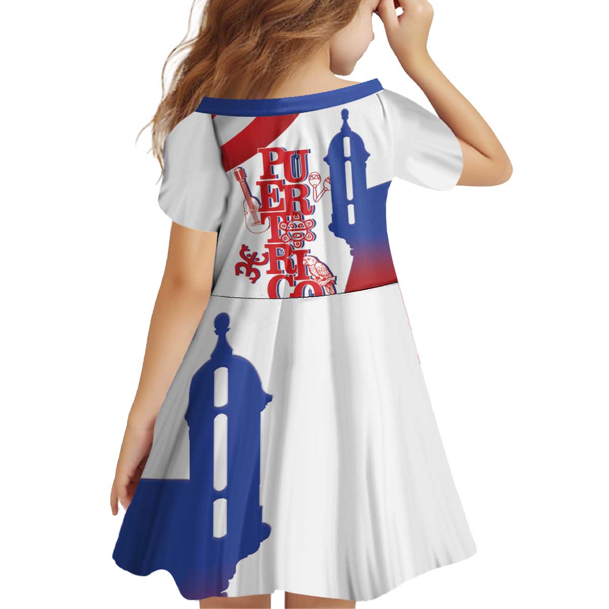 Puerto Rico Kid Short Sleeve Dress Puerto Rican Proud El Morro Flag Wave Style