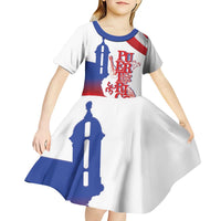 Puerto Rico Kid Short Sleeve Dress Puerto Rican Proud El Morro Flag Wave Style