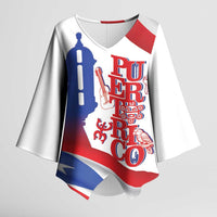 Puerto Rico Kimono Sleeve Blouse Puerto Rican Proud El Morro Flag Wave Style