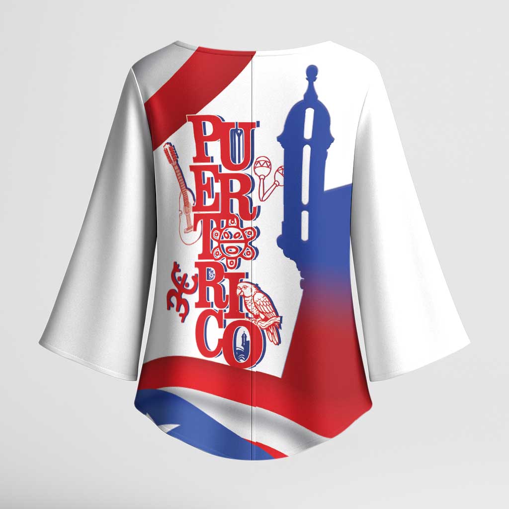 Puerto Rico Kimono Sleeve Blouse Puerto Rican Proud El Morro Flag Wave Style