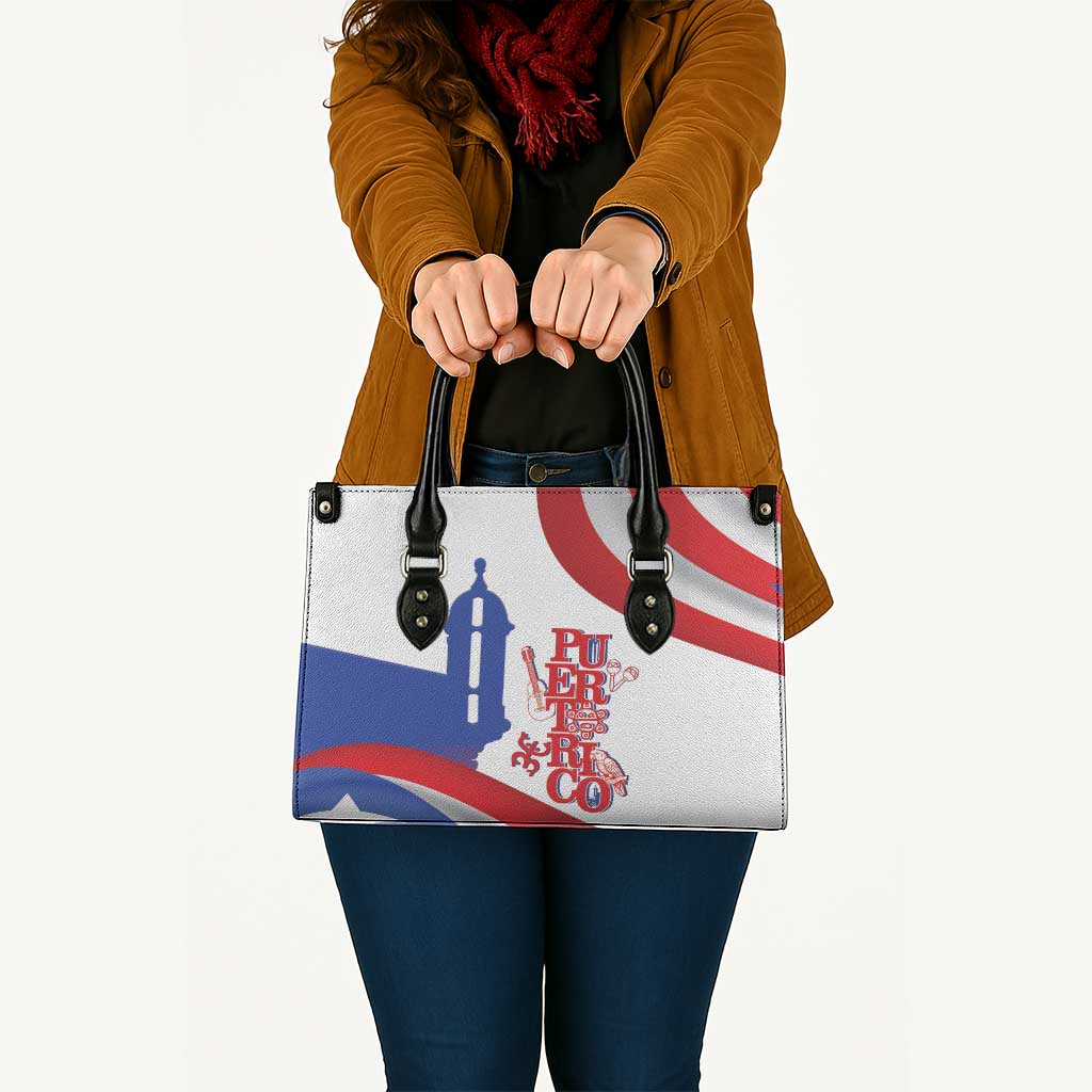 Puerto Rico Leather Bag Puerto Rican Proud El Morro Flag Wave Style