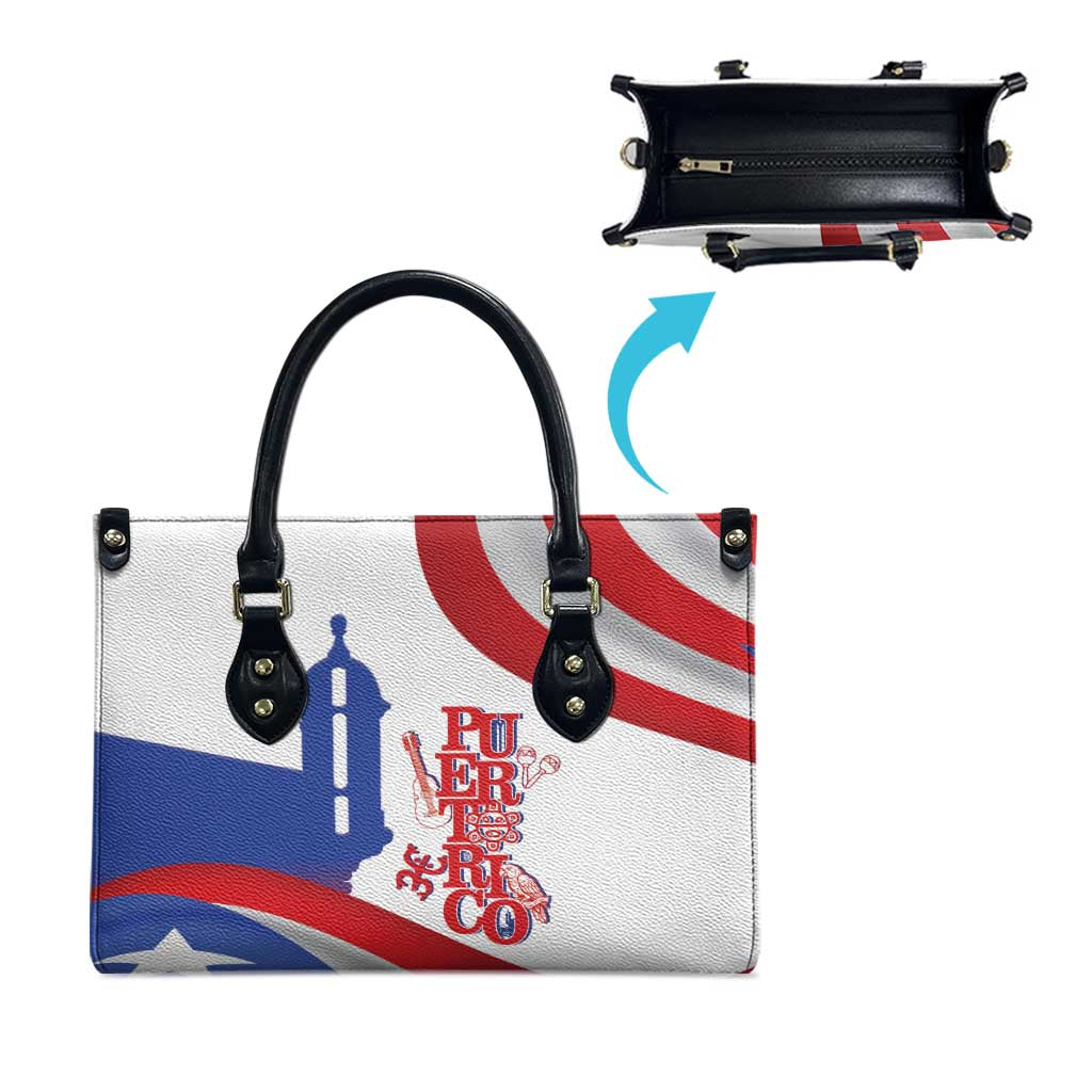 Puerto Rico Leather Bag Puerto Rican Proud El Morro Flag Wave Style