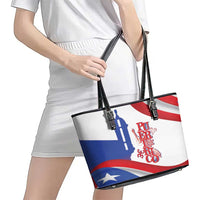 Puerto Rico Leather Tote Bag Puerto Rican Proud El Morro Flag Wave Style
