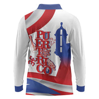 Puerto Rico Long Sleeve Polo Shirt Puerto Rican Proud El Morro Flag Wave Style