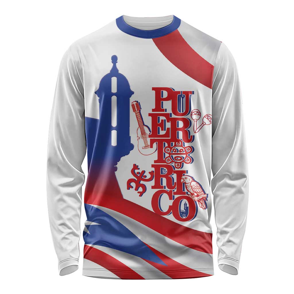 Puerto Rico Long Sleeve Shirt Puerto Rican Proud El Morro Flag Wave Style