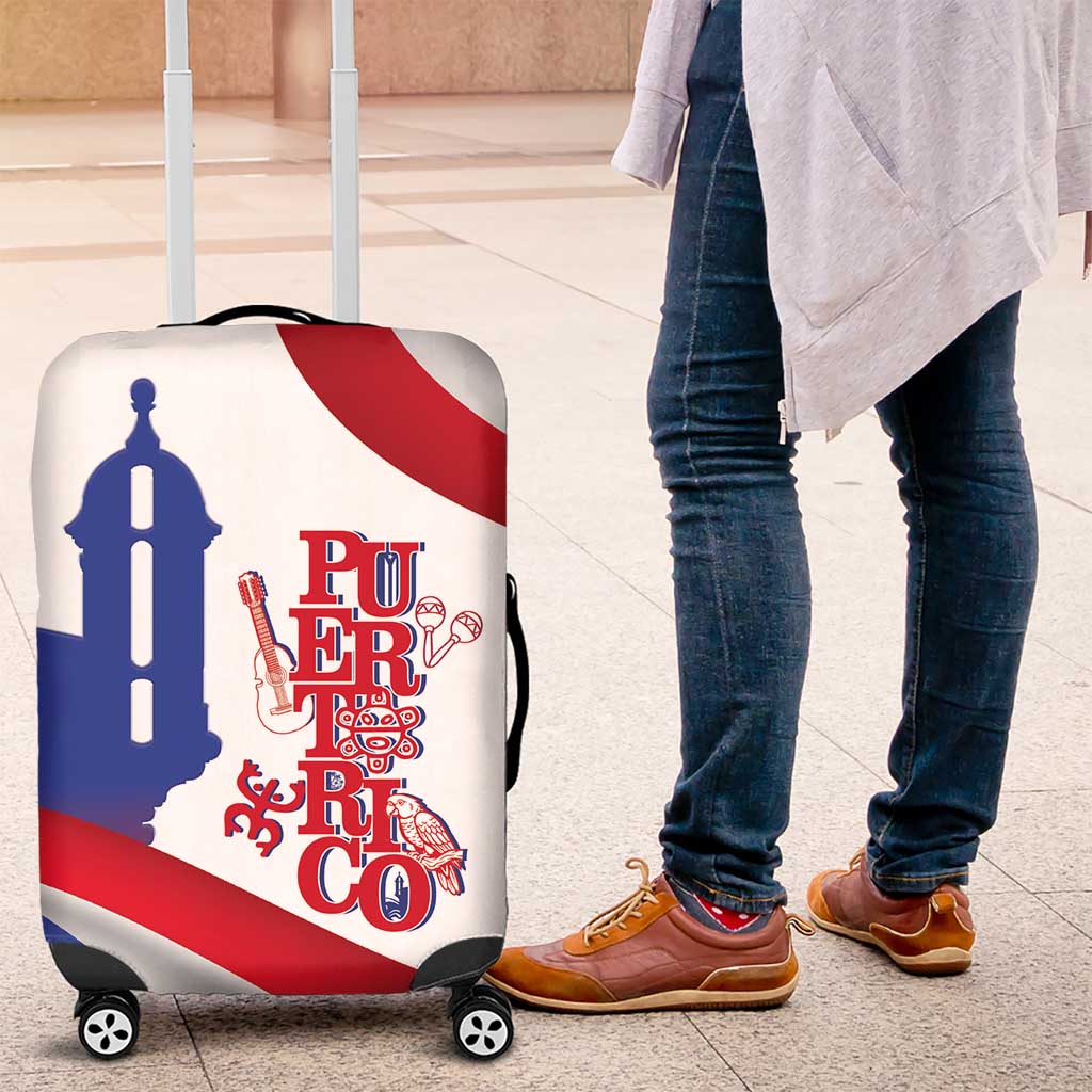 Puerto Rico Luggage Cover Puerto Rican Proud El Morro Flag Wave Style