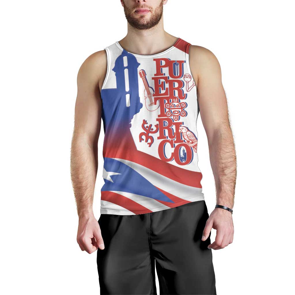 Puerto Rico Men Tank Top Puerto Rican Proud El Morro Flag Wave Style