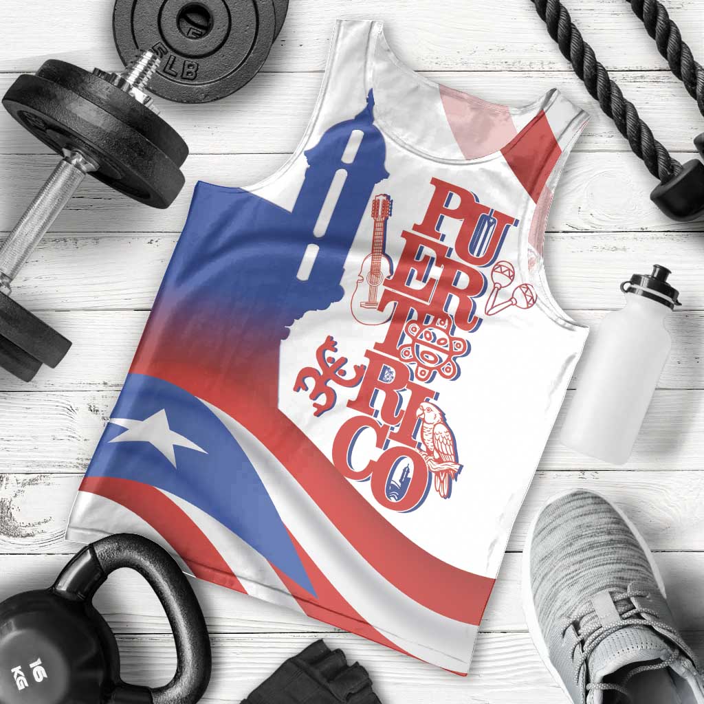 Puerto Rico Men Tank Top Puerto Rican Proud El Morro Flag Wave Style