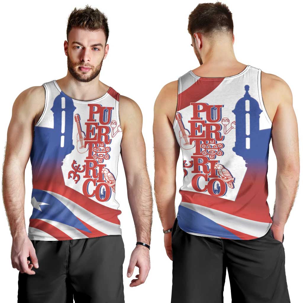 Puerto Rico Men Tank Top Puerto Rican Proud El Morro Flag Wave Style