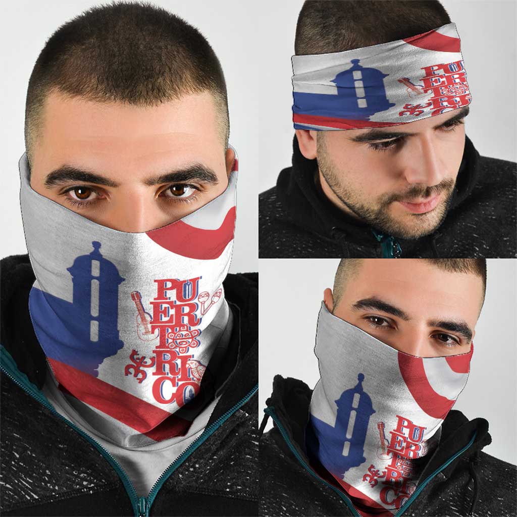 Puerto Rico Neck Gaiter Puerto Rican Proud El Morro Flag Wave Style