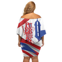 Puerto Rico Off Shoulder Short Dress Puerto Rican Proud El Morro Flag Wave Style