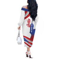 Puerto Rico Off The Shoulder Long Sleeve Dress Puerto Rican Proud El Morro Flag Wave Style