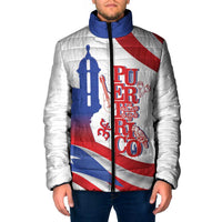 Puerto Rico Padded Jacket Puerto Rican Proud El Morro Flag Wave Style