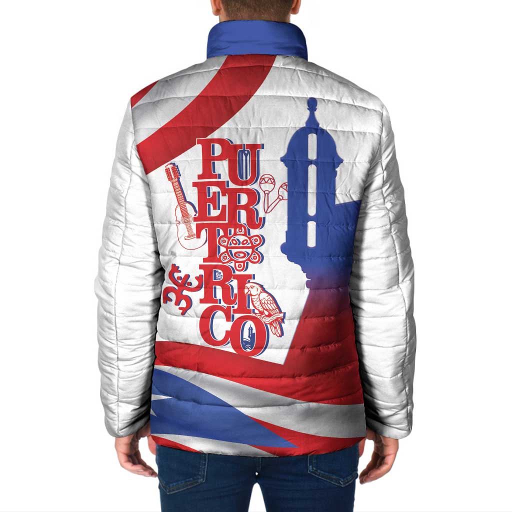 Puerto Rico Padded Jacket Puerto Rican Proud El Morro Flag Wave Style