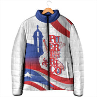 Puerto Rico Padded Jacket Puerto Rican Proud El Morro Flag Wave Style