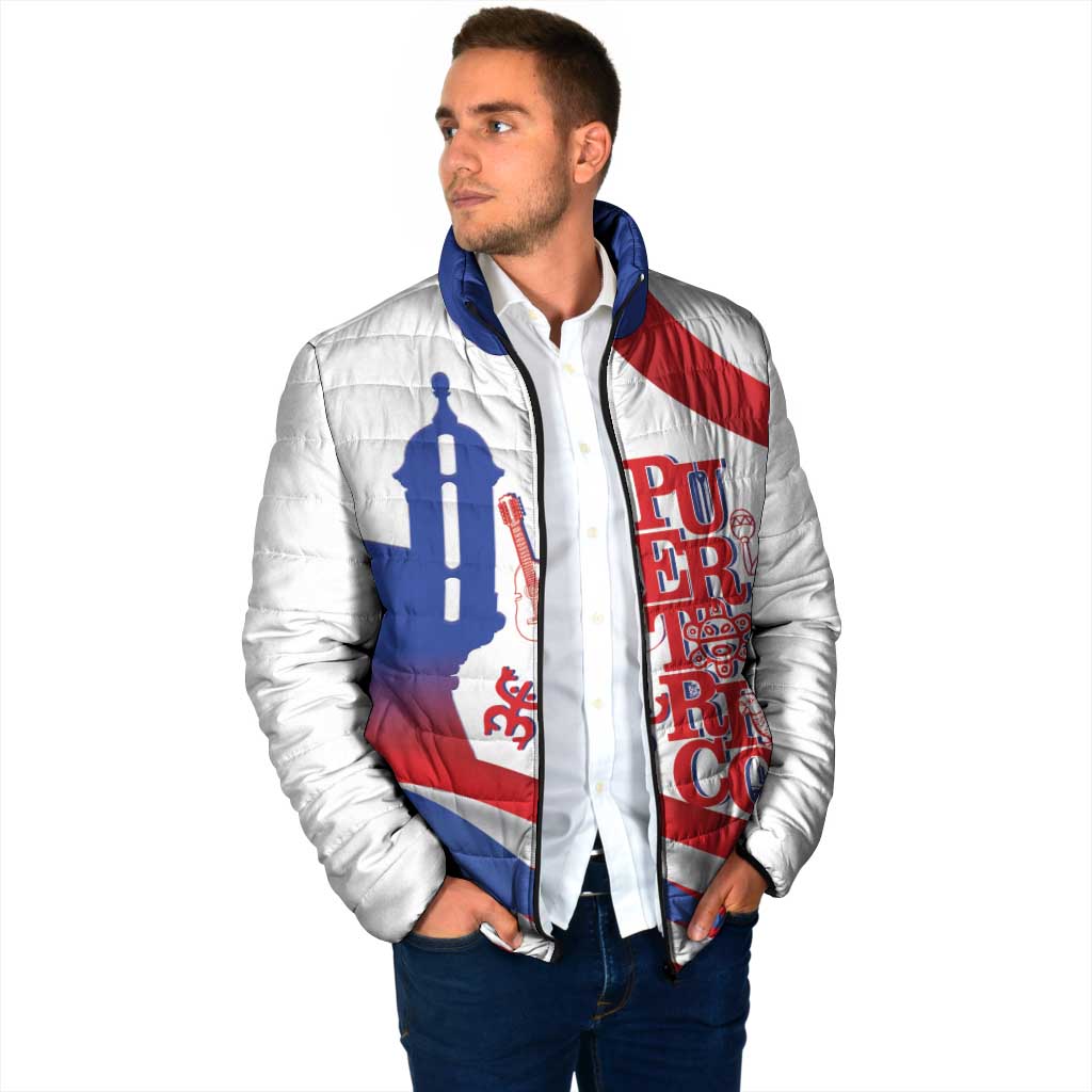 Puerto Rico Padded Jacket Puerto Rican Proud El Morro Flag Wave Style