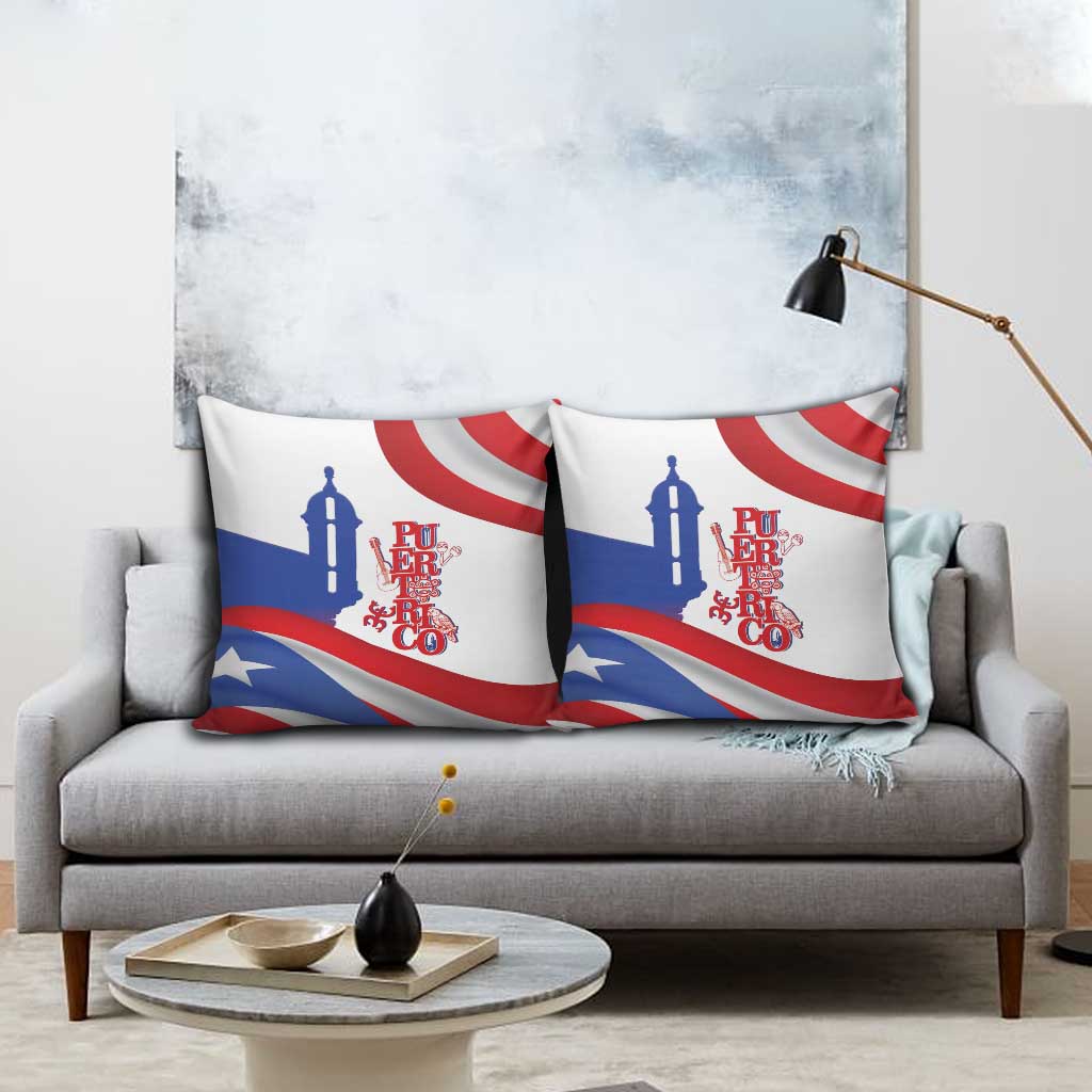 Puerto Rico Pillow Cover Puerto Rican Proud El Morro Flag Wave Style