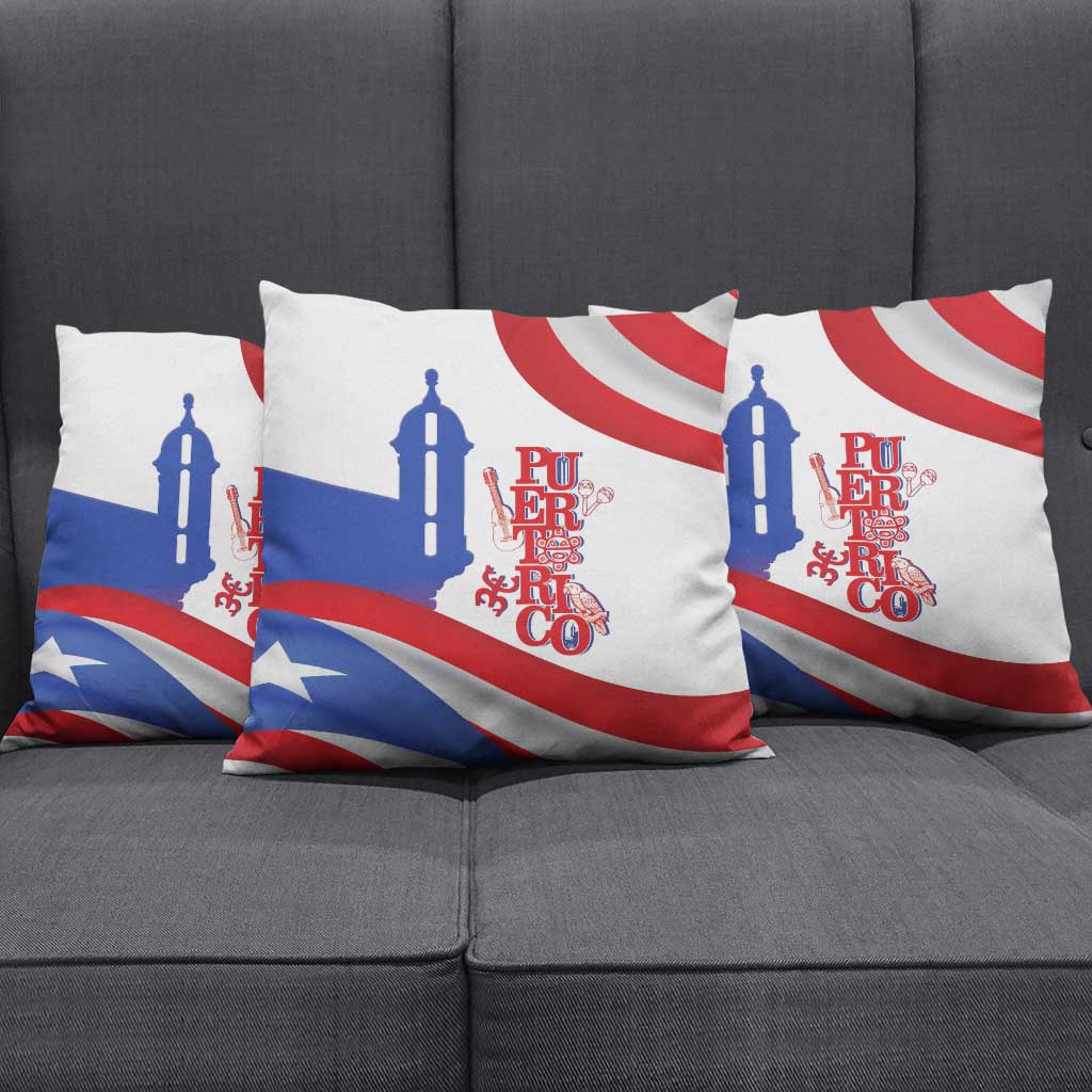 Puerto Rico Pillow Cover Puerto Rican Proud El Morro Flag Wave Style