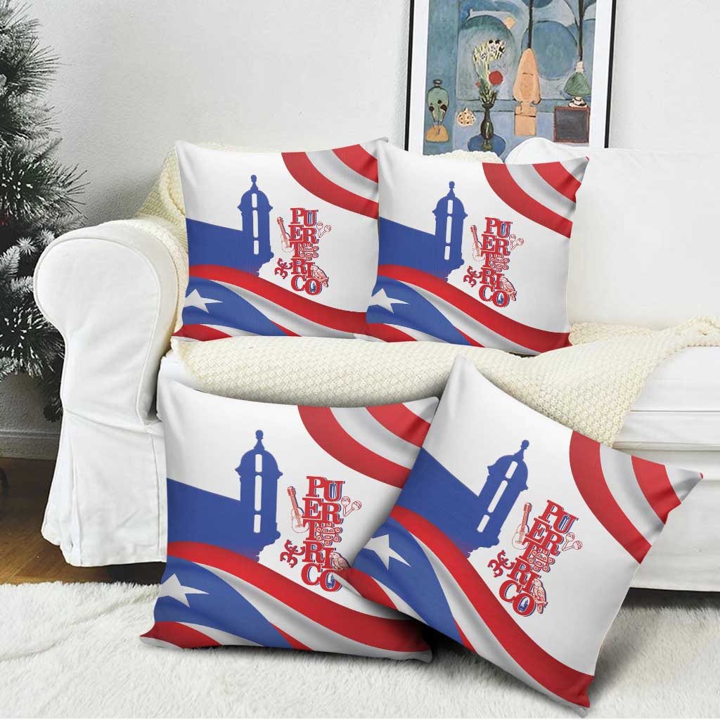 Puerto Rico Pillow Cover Puerto Rican Proud El Morro Flag Wave Style