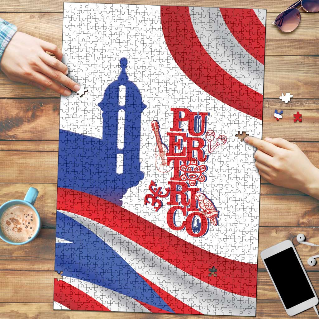 Puerto Rico Puzzle Puerto Rican Proud El Morro Flag Wave Style