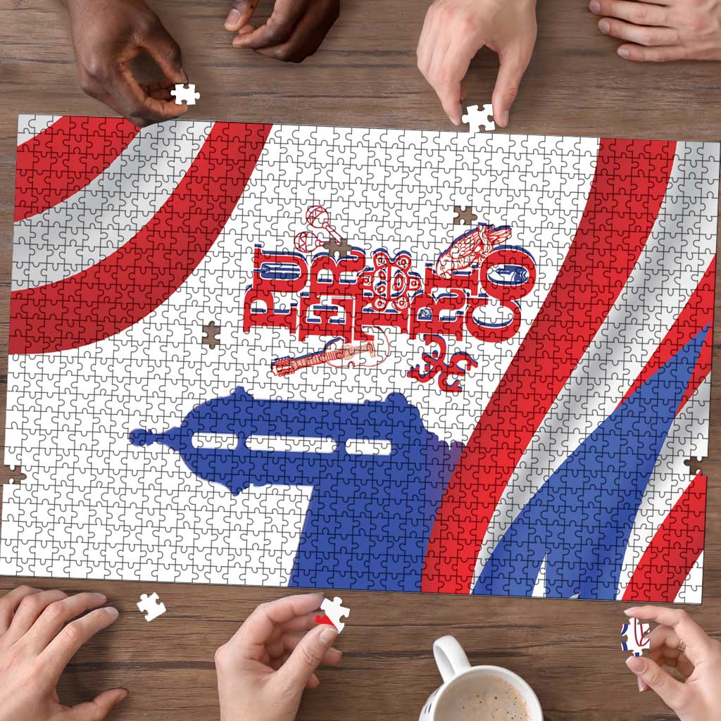 Puerto Rico Puzzle Puerto Rican Proud El Morro Flag Wave Style