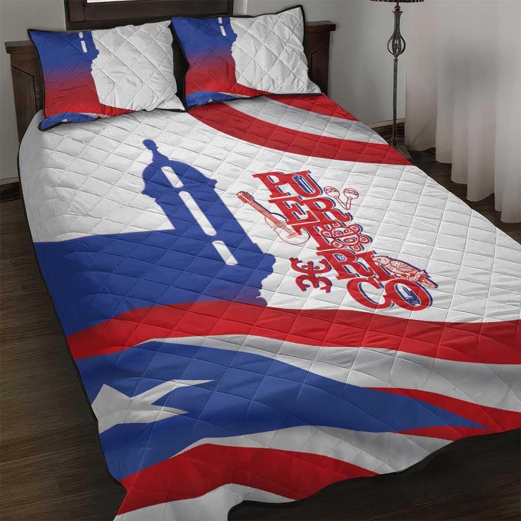 Puerto Rico Quilt Bed Set Puerto Rican Proud El Morro Flag Wave Style