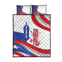 Puerto Rico Quilt Bed Set Puerto Rican Proud El Morro Flag Wave Style