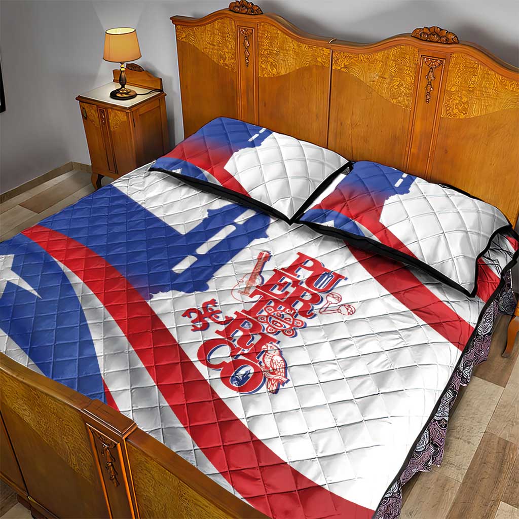 Puerto Rico Quilt Bed Set Puerto Rican Proud El Morro Flag Wave Style