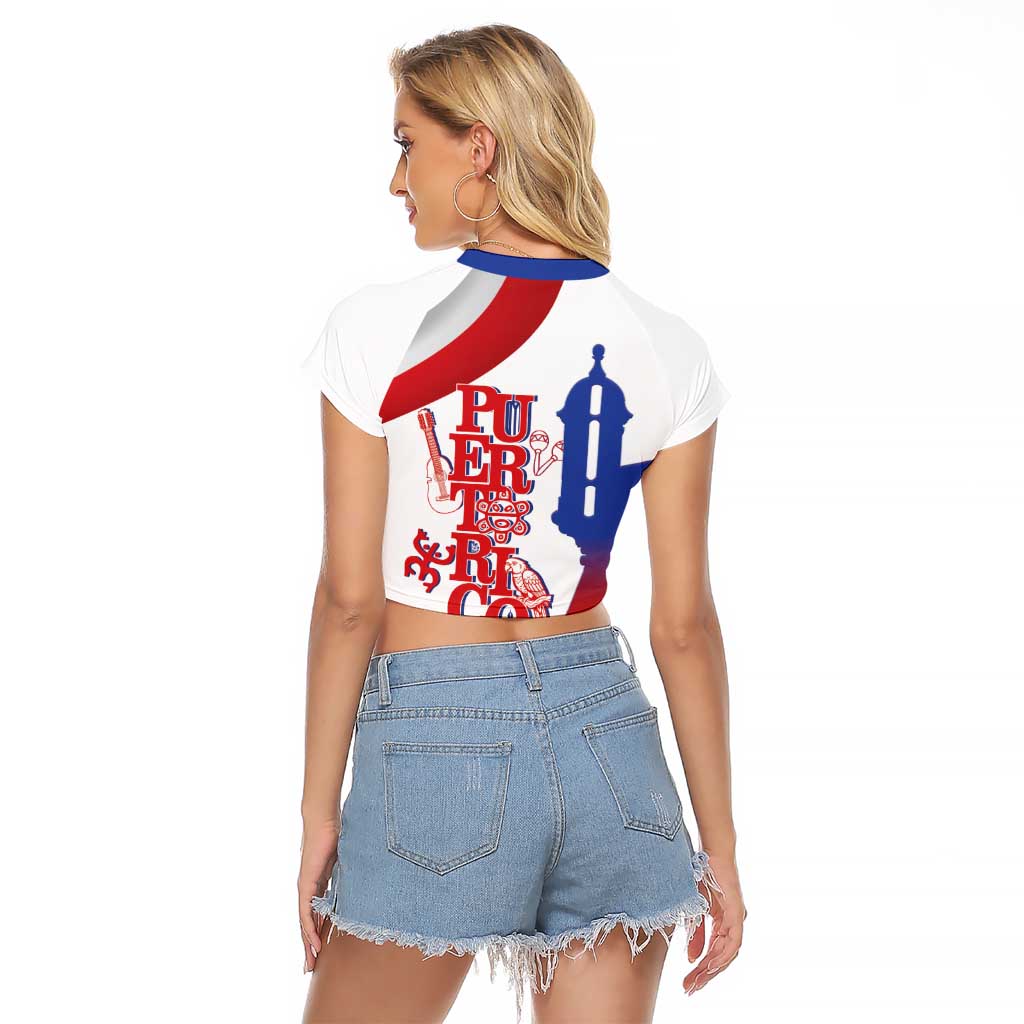 Puerto Rico Raglan Cropped T Shirt Puerto Rican Proud El Morro Flag Wave Style